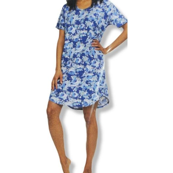 Flora Nikrooz Pajamas Set Women S Blue Floral Dress Pants Top 3 Pcs Sleepwear - Picture 4 of 5